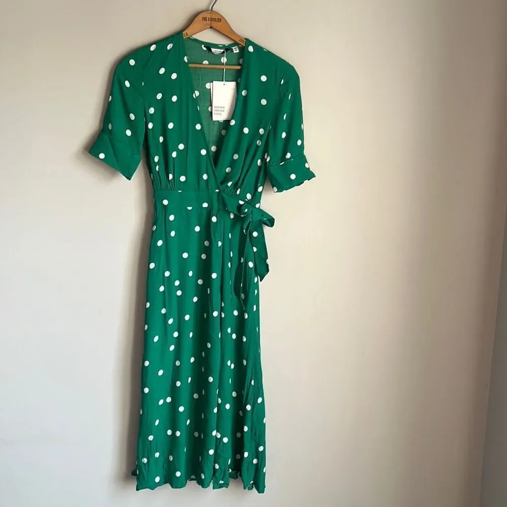 NEW & Other Stories Polka Dot Midi Wrap Dress - Picture 2 of 14